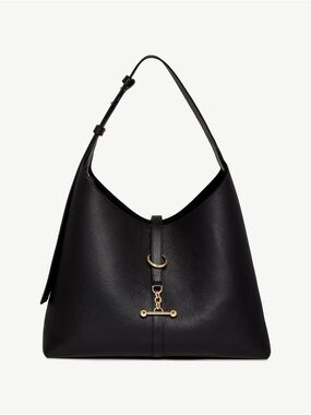 Strathberry Black Leather Kite Hobo Bag